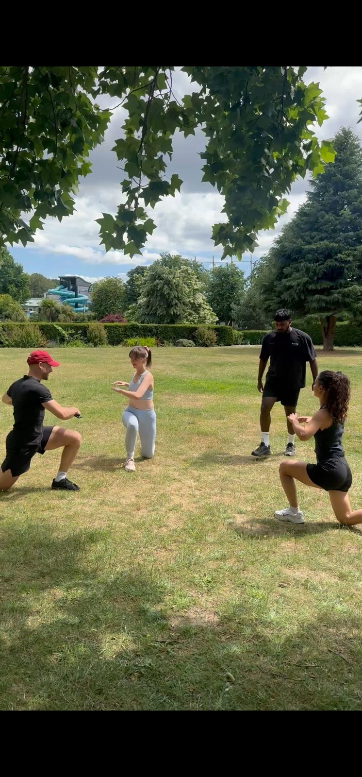 Coached lunges in a circle at a session